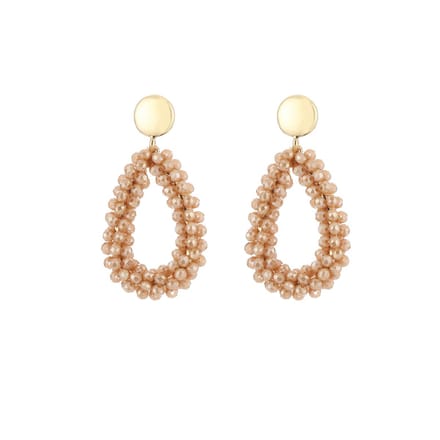 Oorbellen Crystal Drop - Kralen - Crystal Beads - Cadeau - Feestdagen - Light Camel