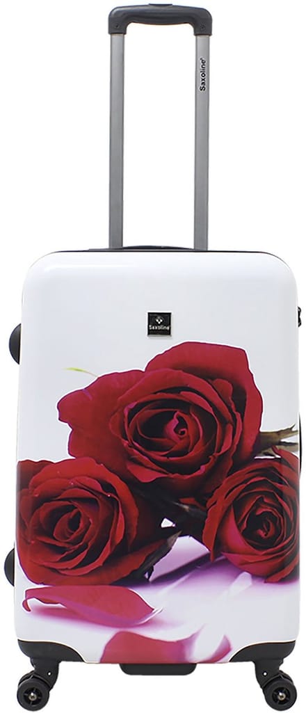 Saxoline Harde Koffer / Trolley / Reiskoffer - 67 cm (Medium) - Red Roses Print - Bedrukt / Medium