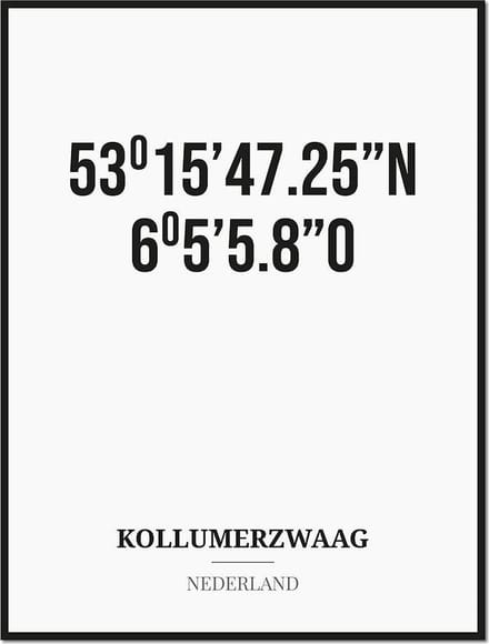 Poster/kaart KOLLUMERZWAAG met coördinaten