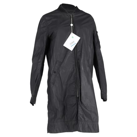 Rick Owens DRKSHDW lange jas met rits in zwart polyamide