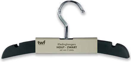 TWF Kledinghanger - 3 Stuks - Hout Zwart