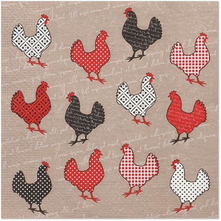 10x 20 Servetten 3-laags 1/4 vouw 33 cm x 33 cm Cocotte