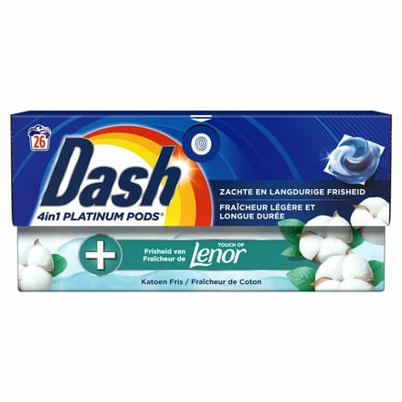 Dash Wasmiddelcapsules 4in1 Pods Katoen Fris 26 stuks