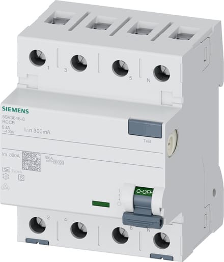 Siemens 5SV36468 5SV3646-8 Aardlekschakelaar A 63 A 0.3 A 400 V