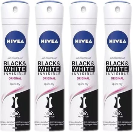 Nivea Deo Spray XL - Black & White Clear - Voordeelverpakking 4 x 200 ml