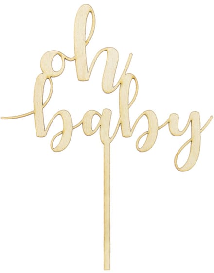 PartyDeco Houten Cake Topper Oh Baby