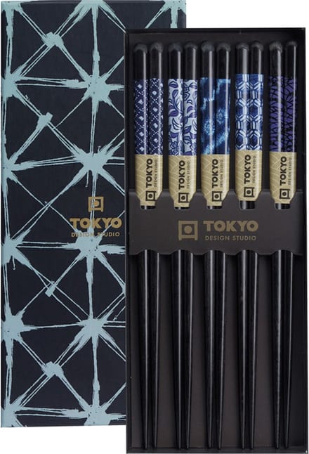 Tokyo Design Studio - Eetstokjes Geschenkset - Blue Mixed Designs - 5 Paar - 22,5 cm