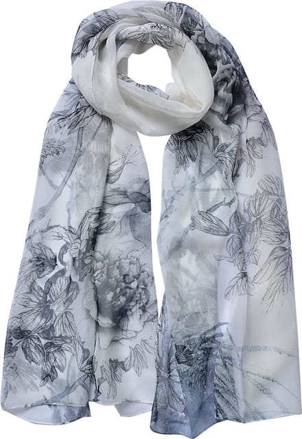 Juleeze Sjaal Dames Print 50x160 cm Grijs Synthetisch Bloemen