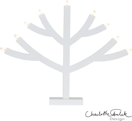 Star Trading kandelaar Grene, wit, hout, 9-vlam, 64cm