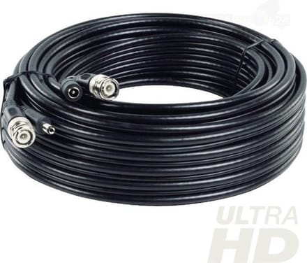 Coax Kabel - 20 Meter / 12V - AHD/CVI/TVI - Full HD Kabel - RG59