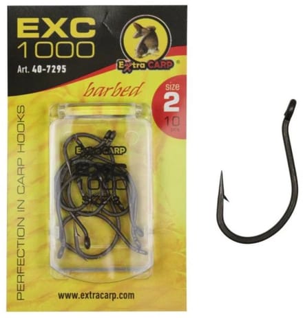 EXC '1000' Karper Haken - Haakmaat #2 - 10 stuks - Barbed - Karper Haak - Carp Hooks - Karper Rigs