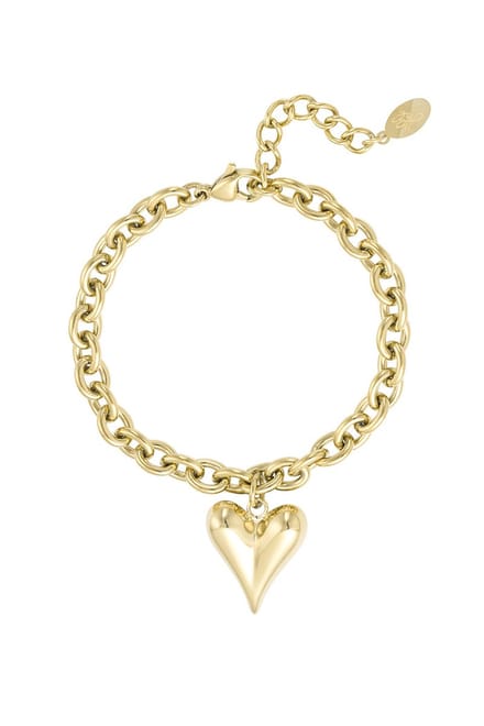 Bijoutheek Armband (Sieraad) Hart Schakel Ketting Goud