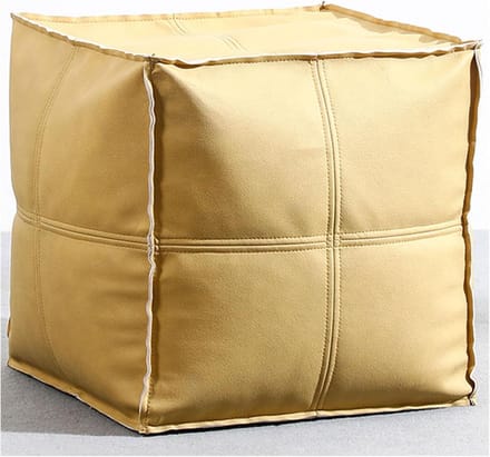 Gestoffeerde Voetenbank - Moderne Poef - Extra Zitplaats - EPP Schuim Vulling - 42x42x42 cm - Geel
