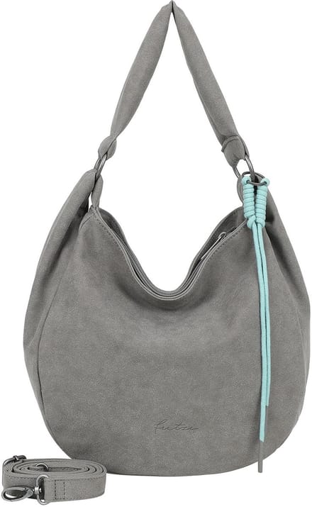 Fritzi aus Preußen schoudertas Sue01 Suede Jacky Hobo Bag Soft Dark Anthra grijs
