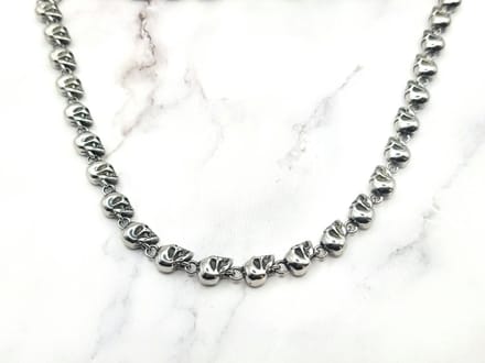 Mei's - Muse Skull Zone - ketting heren - RVS zilver - 70 cm