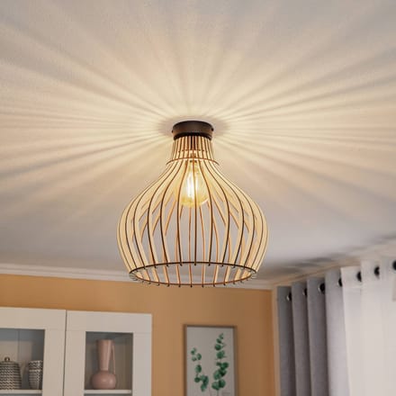 TEMAR LIGHTING Plafondlamp Barrel met houten kap