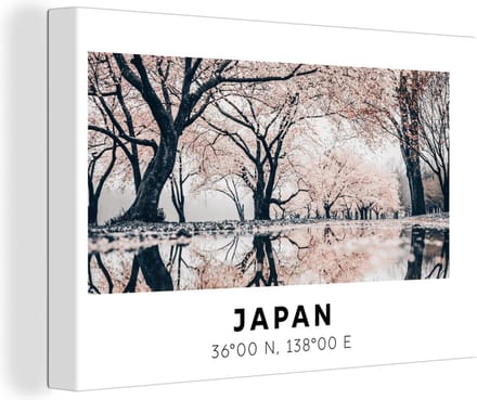 Canvas Schilderij Sakura - Japan - Lente - 60x40 cm - Wanddecoratie