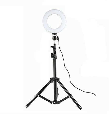 Draaibare lichtring met voet, LED, 20 cm - zwart