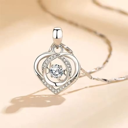 Ketting met hanger hart zirkonia 125 zilver