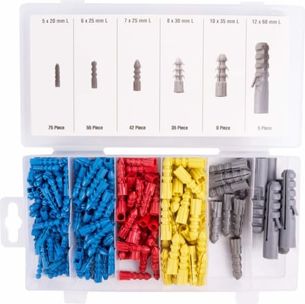 Benson Pluggen Set - Assortimentsbox - 220-delig - Ø 5 t/m 12 mm - Kleurgesorteerd