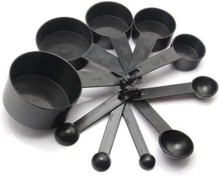 BukkitBow - Maatbeker Set Klein - Maatschepjes - Maatlepel Set - Measuring Cups and Spoons - 10-Delig - Zwart