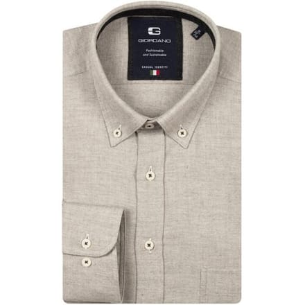 Giordano Overhemd Brando Faux-Uni Flanel Twill Wooltouch Mélange Soft Grey / male