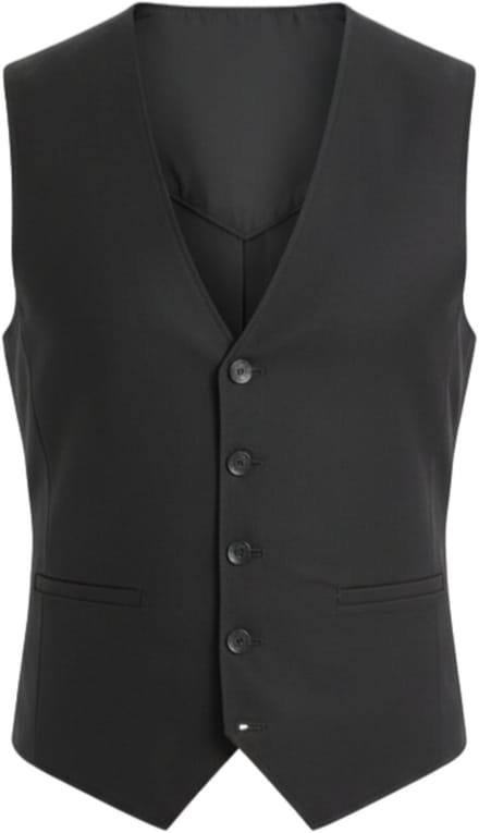 OMBRE Gilet - Slim Fit - Knopen - Effen Zwart XL