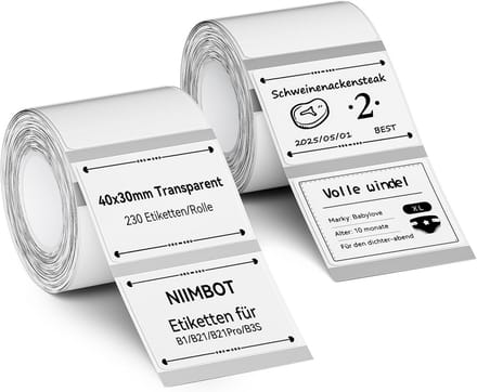 NIIMBOT Labels self-adhesive roll for B21/B1 (transparent, 2 rolls 40 x 30)
