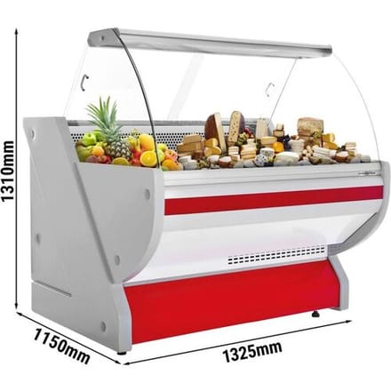 GGM Gastro Kühl-/ Fleischtheke - 1300mm - Rot - mit Fleischlicht & beleuchteter Frontblende