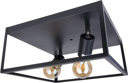 Stalen hanglamp - vierkant - 2 x E27 - mat zwart - dimbaar