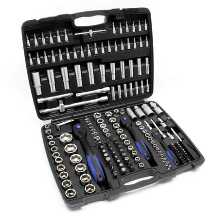 172-delige rateldoos doppen steeksleutel dopsleutel moeren 1/4" 1/2" 3/8 met koffer