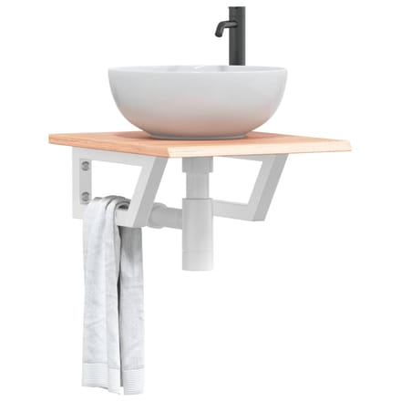 vidaXL - Badkamer - wandschap - staal - en - massief - eikenhout