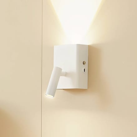 Lindby - LED wandlamp- met dimmer - 2lichts - Metaal, polycarbonaat - H: 14.5 cm - zandwit - Inclusief lichtbronnen