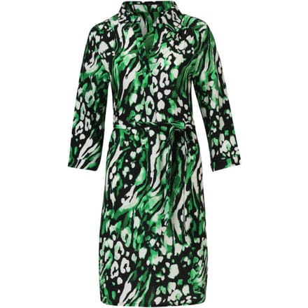 Smashed Lemon Groen en zwart dierenprint jurk met v-hals en kraag |