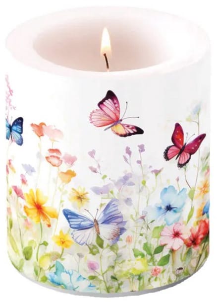 Ambiente Kaars medium Butterflies in field white
