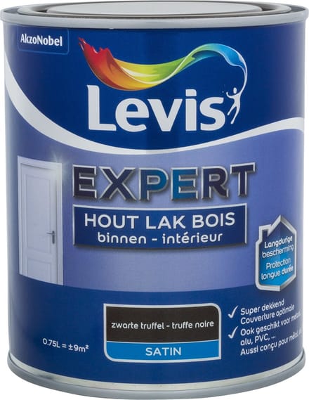 Levis - Expert Hout Lak Binnen Satin - Zwarte Truffel - 0,75 L