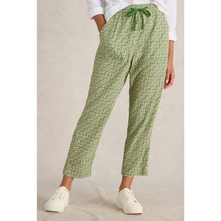 White Stuff Elle Linen Blend Trouser Green Print Größe: 8 REGULAR | Straight Jeans Outlet | Damen | Weiß