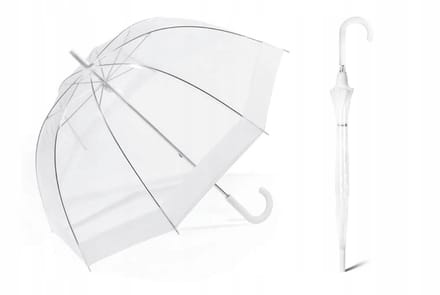 Happy Rain Diepe Paraplu Transparant met Witte Rand - Stijlvol en lichtgewicht
