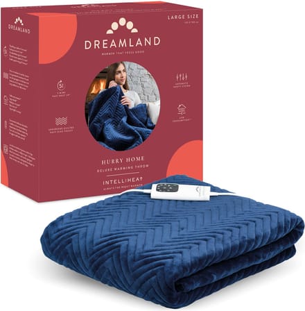 Dreamland 16990 Luxe opwarmdeken Herringbone donkerblauw