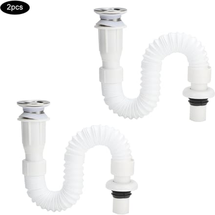 2 Stuks Kleptype Flexibele Badkamer Wastafel Waterafvoerslang Pijp Afvoeraccessoires white