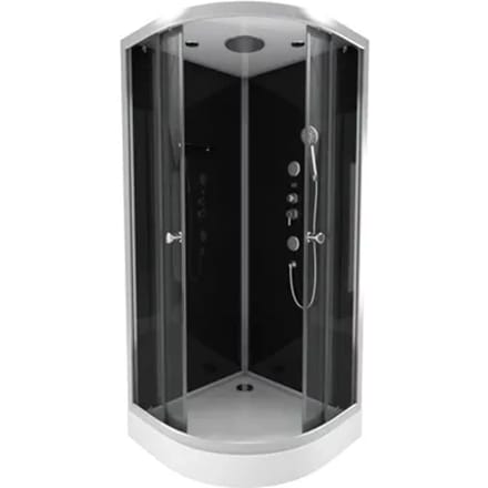Aurlane Douchecabine Black 2 - Rond - 90x90x230cm - Zilver