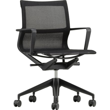 Vitra Physix bureaustoel - diepzwart - 06 black pearl - deep black - Wieltjes voor harde bodems