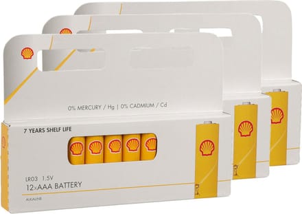 Shell Batterijen - AAA type - 36x stuks - Alkaline - Long life
