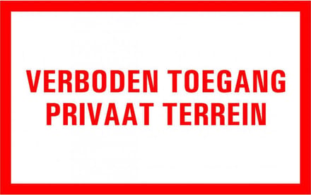 Verboden toegang privaat terrein tekststicker 320 x 200 mm