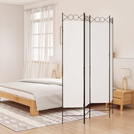 vidaXL - Kamerscherm - met - 4 - panelen - 160x200 - cm - stof - wit