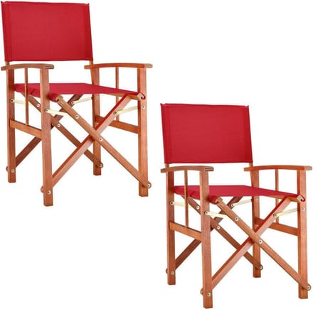 Casaria Tuinstoel 2 Stuks - FSC®-Gecertificeerd Eucalyptushout – Rood