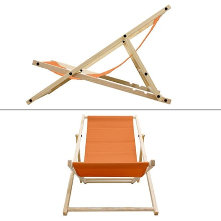 Tuinstoel Strandstoel Ligstoel Ligstoel Oranje van hout opvouwbaar