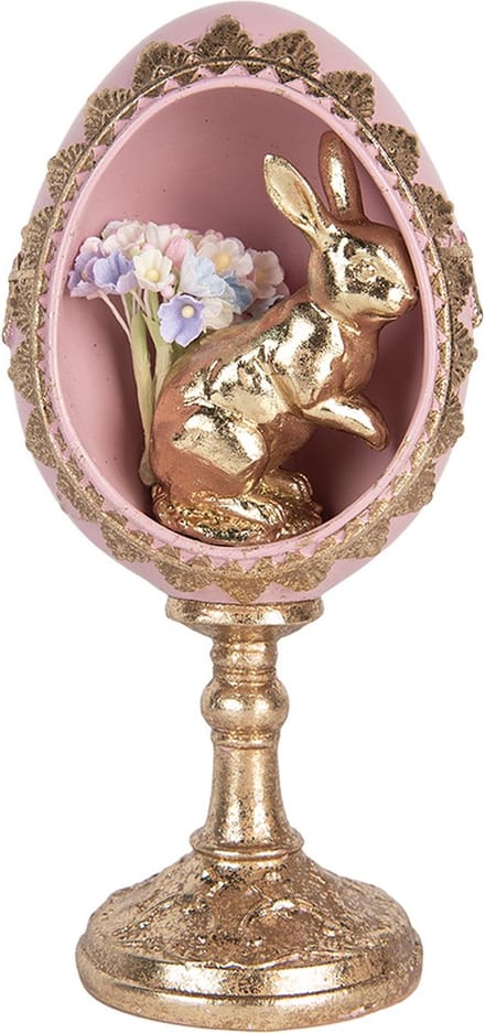 Clayre & Eef Decoratie Beeld Ei 11x10x21 cm goudkleurig roze Kunststof