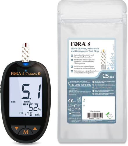 FORA 6 Connect | Bloedglucose-, Hematocriet- en Hemoglobine Meter - mg/dl (Multi-parameter)