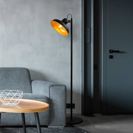 Opviq Vloerlamp Lik 4036, kantelbare kap, zwart/goud